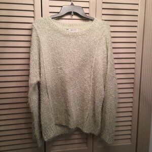 Jennifer Lopez Large Lime Green Metallic Pullover Sweater.